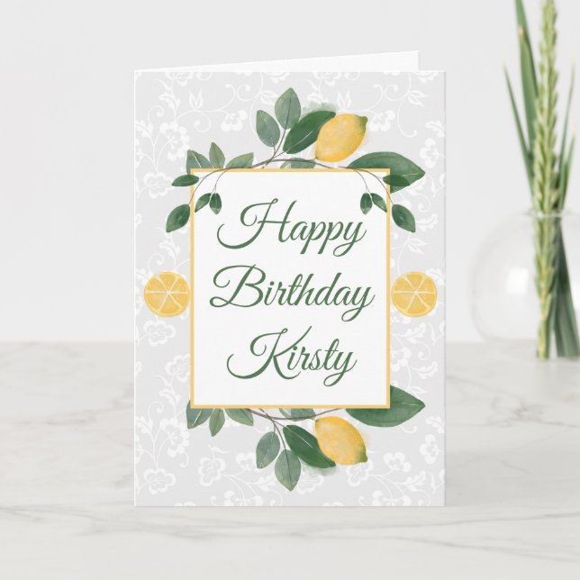 Watercolor Sicilian Lemons Happy Birthday Card (Front)