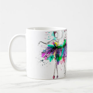 Watercolor silhouettes of ballerinas. Bright spray Coffee Mug