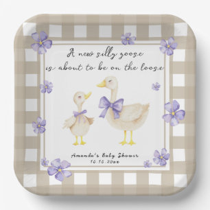 Watercolor Silly Goose Baby Shower Paper Plate