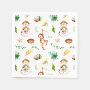 Watercolor Silly Monkeys Napkin