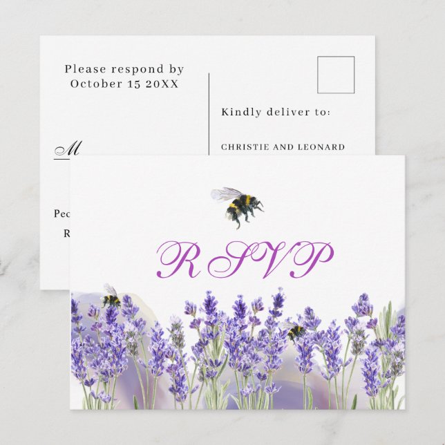 Watercolor Simple Elegant Boho Wedding RSVP  Postcard (Front/Back)