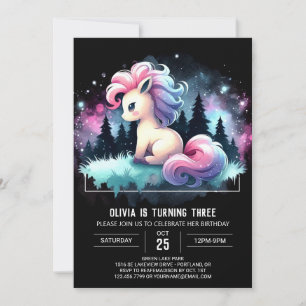 Watercolor Simple Horse Birthday Invitation