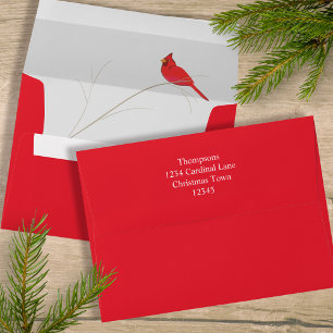 Watercolor Simple Winter Red Cardinal Woodland Envelope