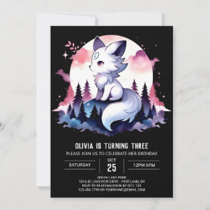 Watercolor Simple Wolf Birthday Invitation