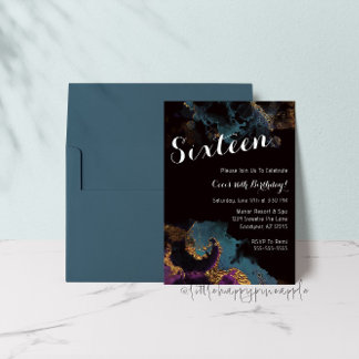Watercolor Sixteen Birthday Invitation