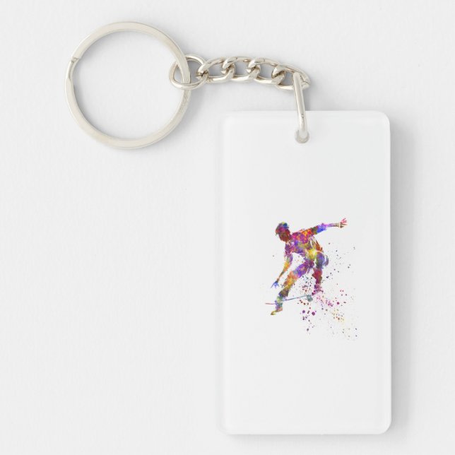 watercolor skater keychain (Front)