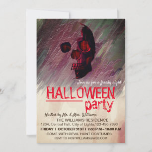 Watercolor Skeleton Pink Painted Halloween Art Invitation