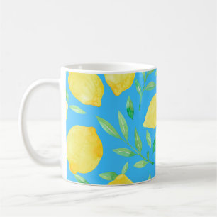 Watercolor Sketch Lemons Seamless Design Coffee Mug