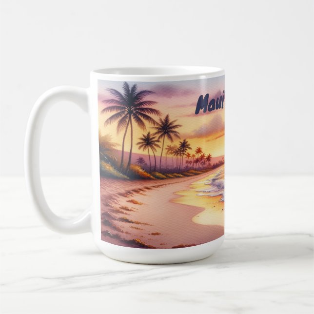 Watercolor Sketch Maui Hawaii Colourful | Coffee Mug (Left)