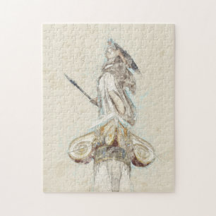 Watercolor Sketch of Statue of Athena  Jigsaw Puzzle