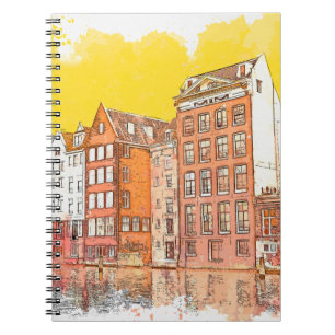 Watercolor sketch or illustration of traditional a notebook