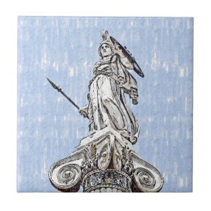 Watercolor Sketch Statue of Athena Ceramic Tile 