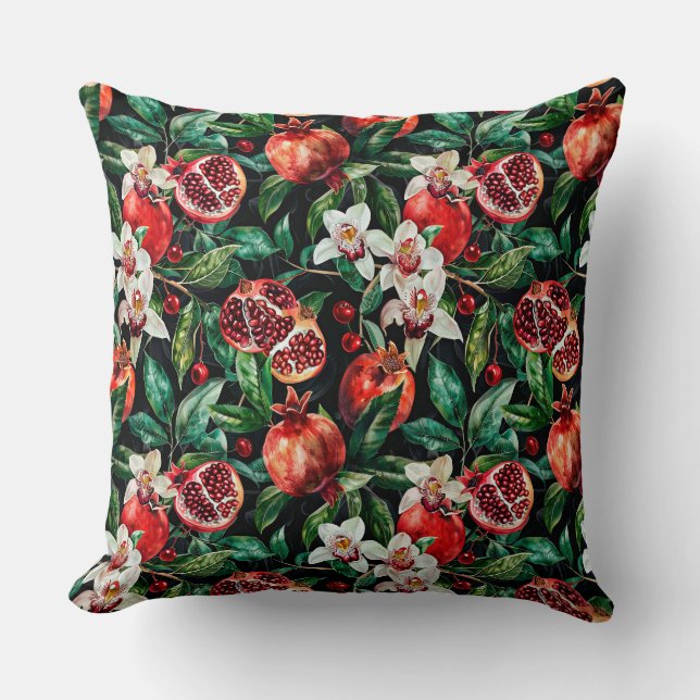 Watercolor sketched detailed elegant pattern of da throw pillow (Front)