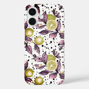 watercolor sketched detailed of green leaves, lime iPhone 16 case