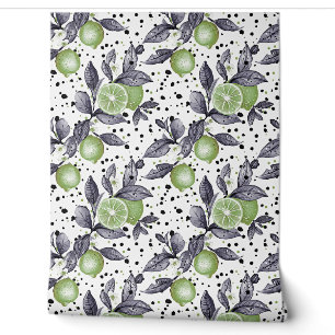 watercolor sketched detailed of green leaves, lime wallpaper