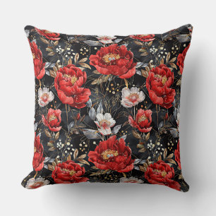 Watercolor sketched detailed pattern of delightful throw pillow
