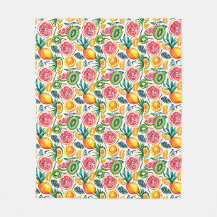 Watercolor sketched detailed pattern of Dragon fru Fleece Blanket