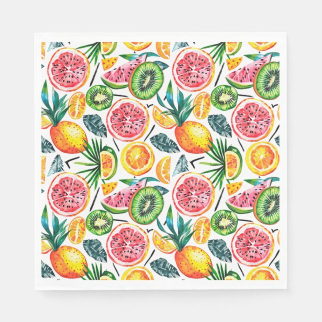 Watercolor sketched detailed pattern of Dragon fru Napkin (Front)