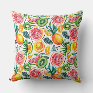 Watercolor sketched detailed pattern of Dragon fru Throw Pillow