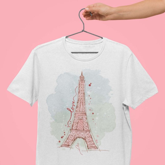 Watercolor Sketchy Doodle Eiffel Tower T-Shirt (Creator Uploaded)