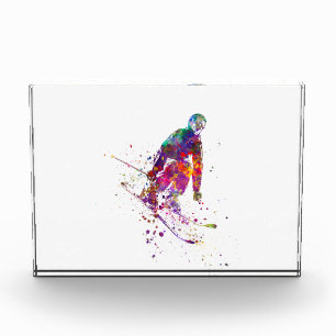 watercolor skier photo block