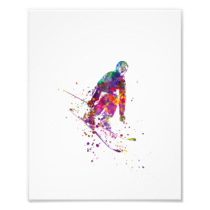 watercolor skier photo print