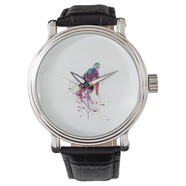 watercolor skier watch (Front)