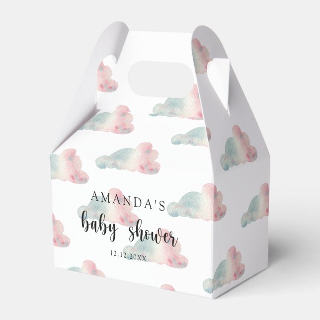 Watercolor skies - Baby Shower Favor Box (Front Side)