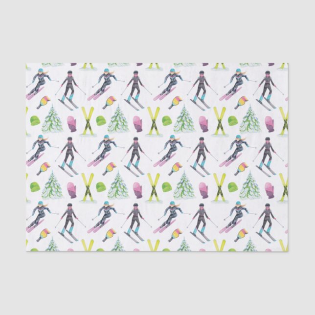 Watercolor Skiing Tissue Paper (Front)