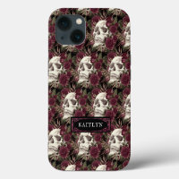 Watercolor Skull Roses Personalized