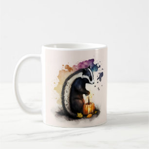 Watercolor Skunk Pumpkin  Halloween Coffee Mug