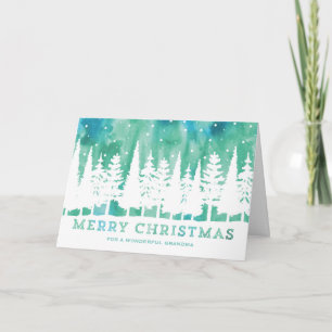 Watercolor Sky Grandma Christmas Holiday Card