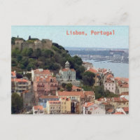 Watercolor Skyline of Lisbon Portugal