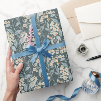 Watercolor Slate Grey Botanical Eucalyptus Leaves Wrapping Paper
