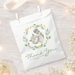 Watercolor Sleeping Baby Raccoon Thank You Favour Bag