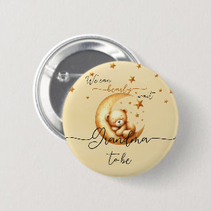 Watercolor Sleeping Bear On Moon Grandma-to-be 2 Inch Round Button