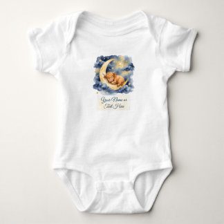 Watercolor Sleeping Highland Calf Crescent Moon Baby Bodysuit