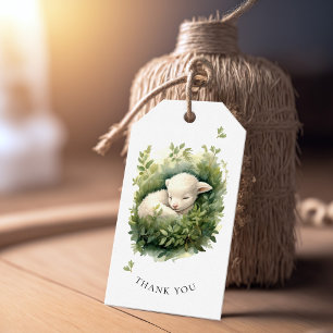 Watercolor Sleeping Lamb Baby Shower Gift Tags