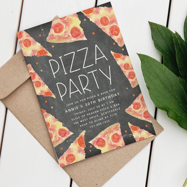 Watercolor Slice | Any Occasion Pizza Party Invitation (Creator Uploaded)