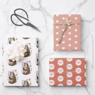 Watercolor Sloth Illustration Happy Mother's Day Wrapping Paper Sheet