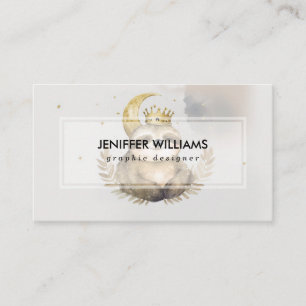 Watercolor Sloth Moon Crown                        Business Card