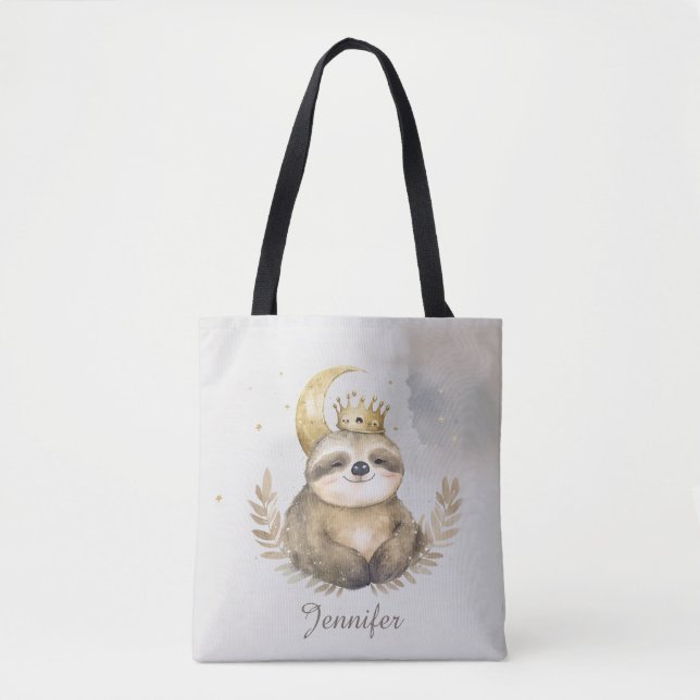 Watercolor Sloth Moon Crown                        Tote Bag (Front)