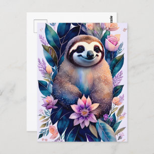 Watercolor Sloth, Wild life, Postcrossing Postcard