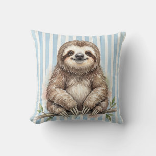Watercolor Sloth Wildlife Pillow