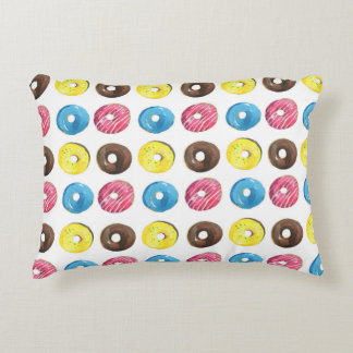 Watercolor small doughnuts, seamless pattern. accent pillow