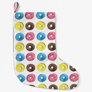 Watercolor small doughnuts, seamless pattern. christmas stocking