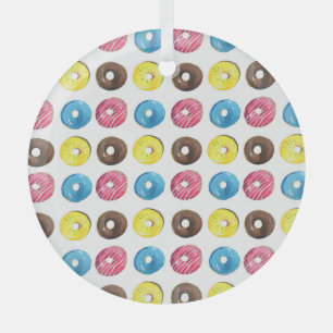 Watercolor small doughnuts, seamless pattern. glass ornament