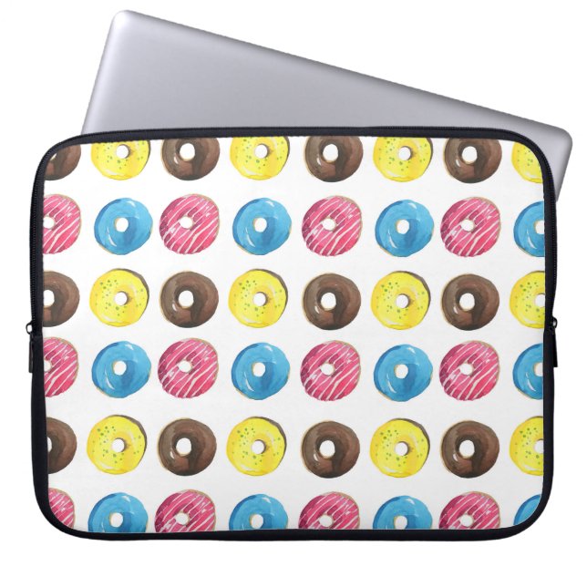Watercolor small doughnuts, seamless pattern. laptop sleeve (Front)