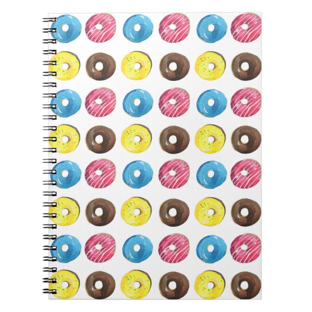 Watercolor small doughnuts, seamless pattern. notebook (Front)