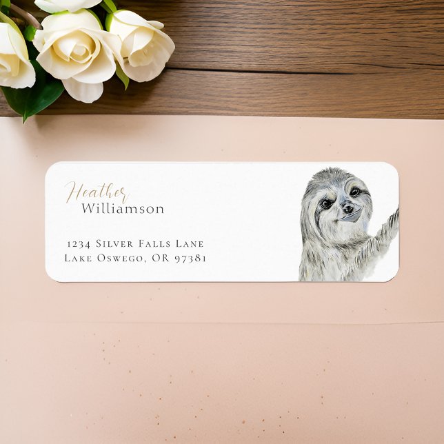 Watercolor Smiling Sloth Return Address (Creator Uploaded)